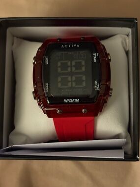 Ativa Red Transparent Case Digital Sport Watch